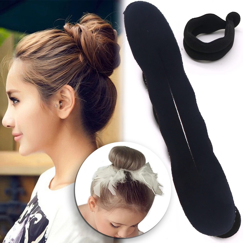 Women Hair Scrunchies Twist Donut Bun Curler DIY Donut Sanggul Alat Styling Rambut Magic Hair Bun Maker Ladies Simple Sponge Wrap Hair Band Fashion Styling Hair Band