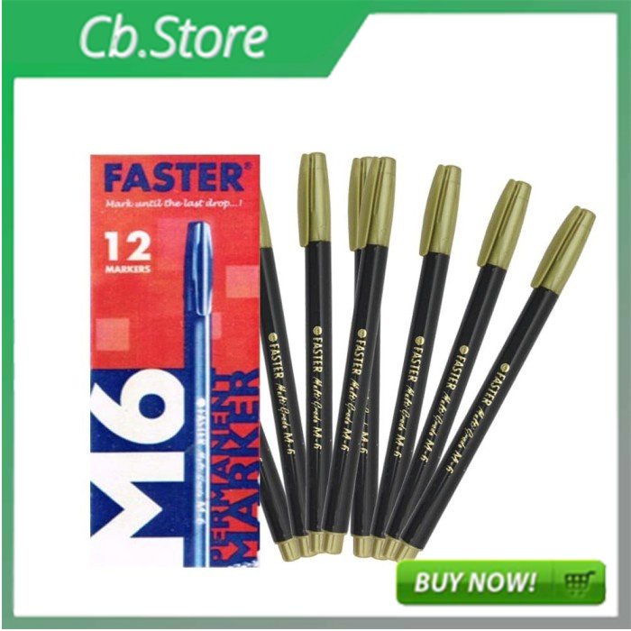 

(HARGA 1 BOX ) Spidol Kecil Faster M6 1box isi 12pcs OFF-02 - Hitam Best Seller