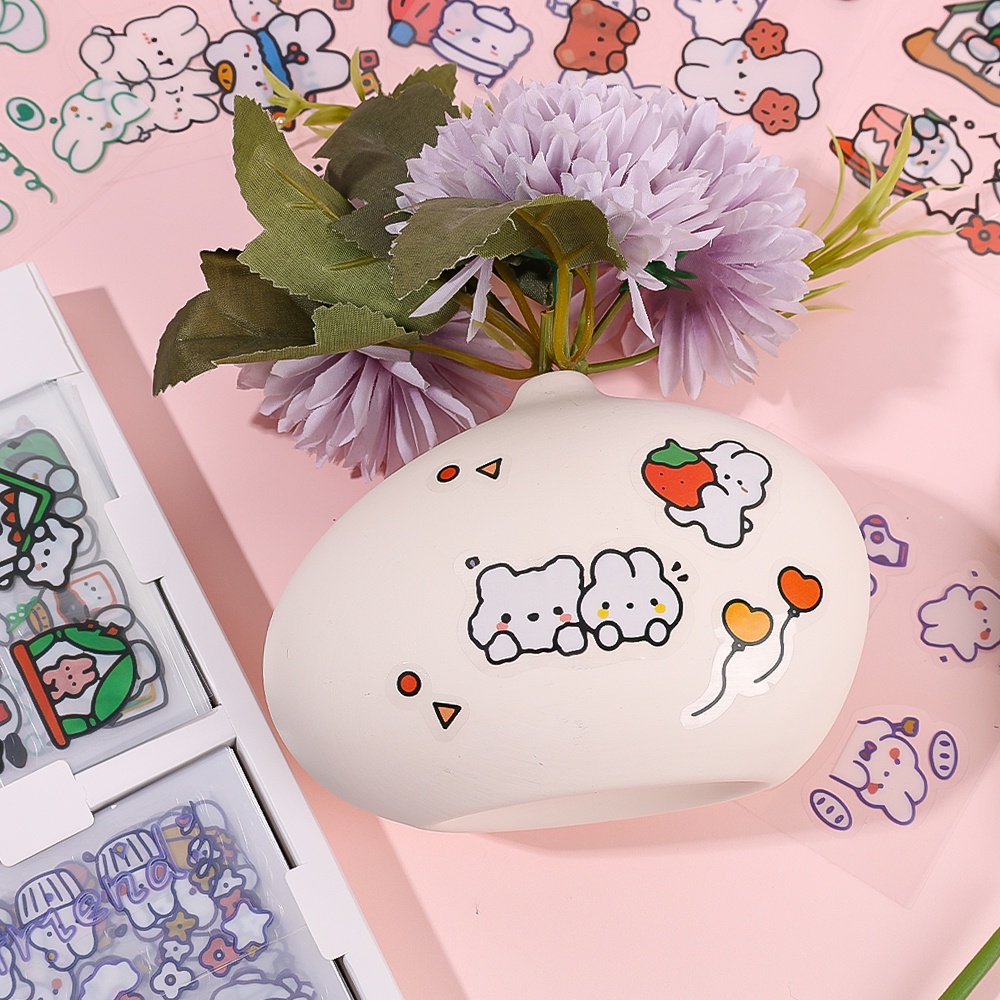 [Pola Acak] Tag Kartu Guka Lucu Perekat Diri Alat Tulis Stiker DIY Akun Tangan Stiker Hias Cream Kelinci Diary Stiker Anime Dekorasi Pola Kartun Stiker Hewan Peliharaan