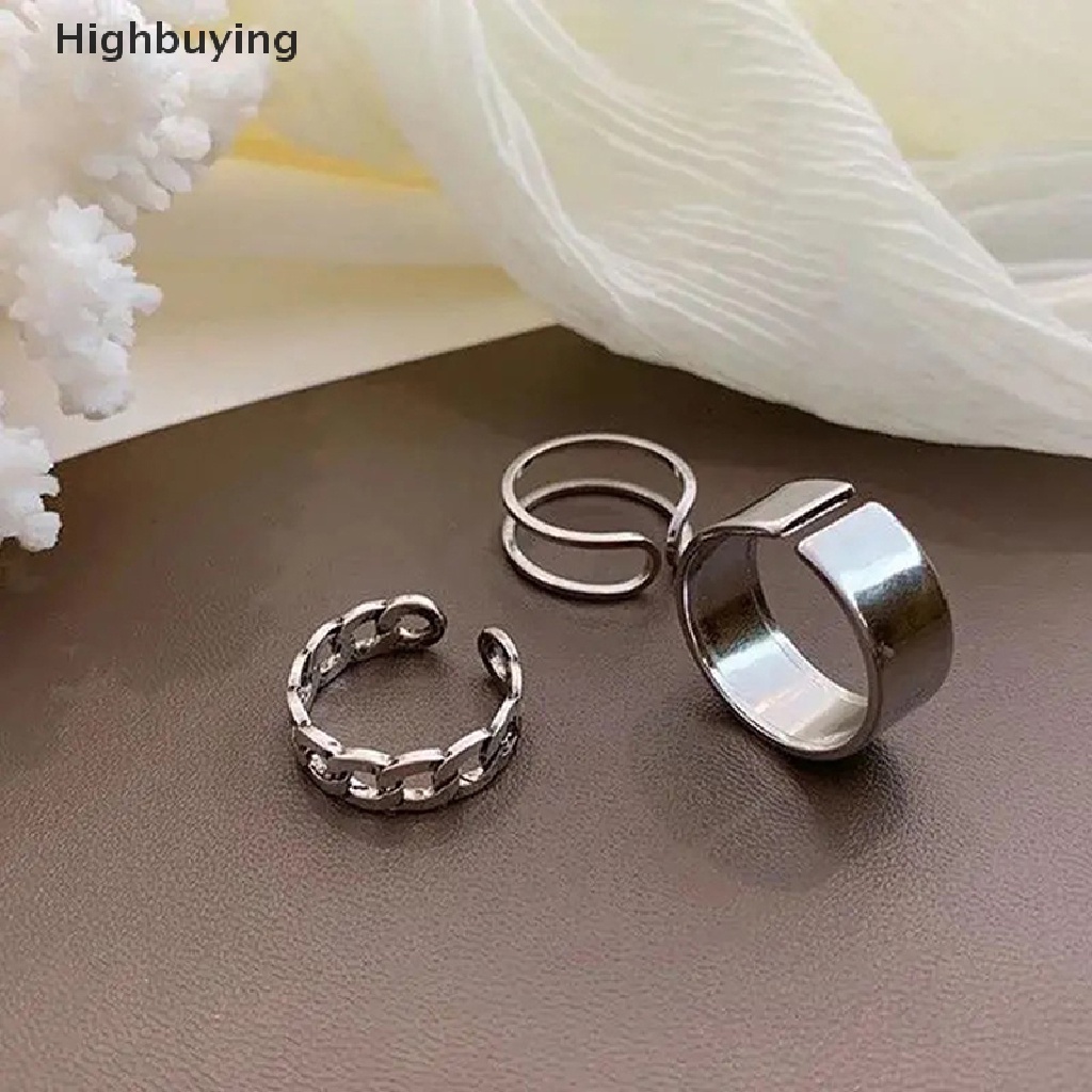 Hbid 3 Pcs/4 Pcs Hip Hop Punk Terbuka Dapat Disesuaikan Cincin Set Wanita Cincin Kupu-Kupu Logam Jari Cincin Glory