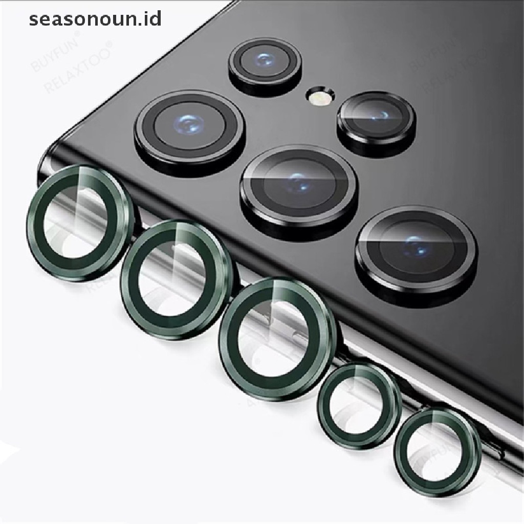 Seasonoun 5Pcs Untuk Samsung Galaxy S22 Ultra Metal Pelindung Layar Lensa Kamera Case.