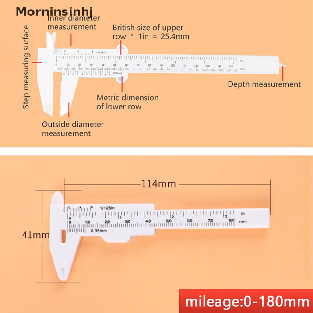 Mornin Jangka Sorong Plastik Mini DIY Alat Woodworking Metalworking Skala Ganda Sliding Gauge Plastic Vernier Caliper Aperture Depth Diameter Measure Tool id