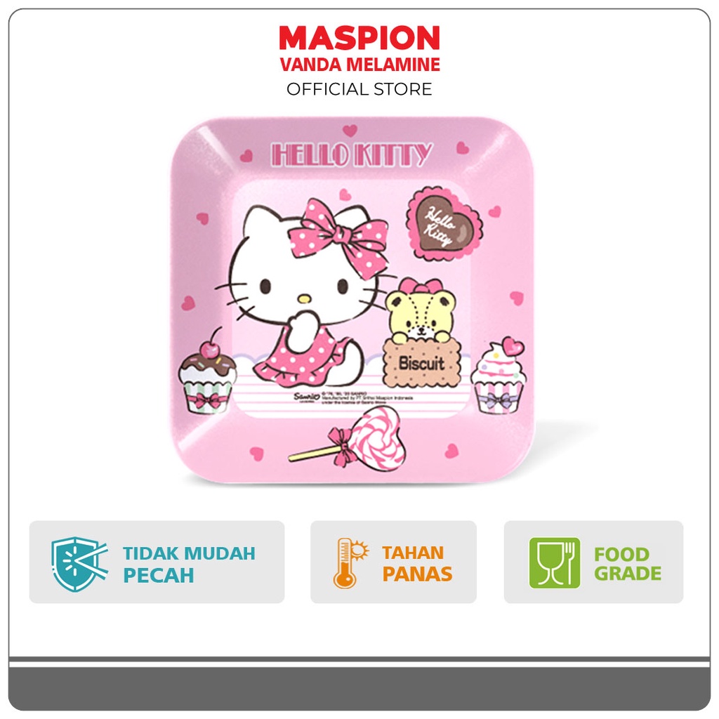 Maspion Vanda Melamin Piring Kotak 5.5 Inch Hello Kitty Cake
