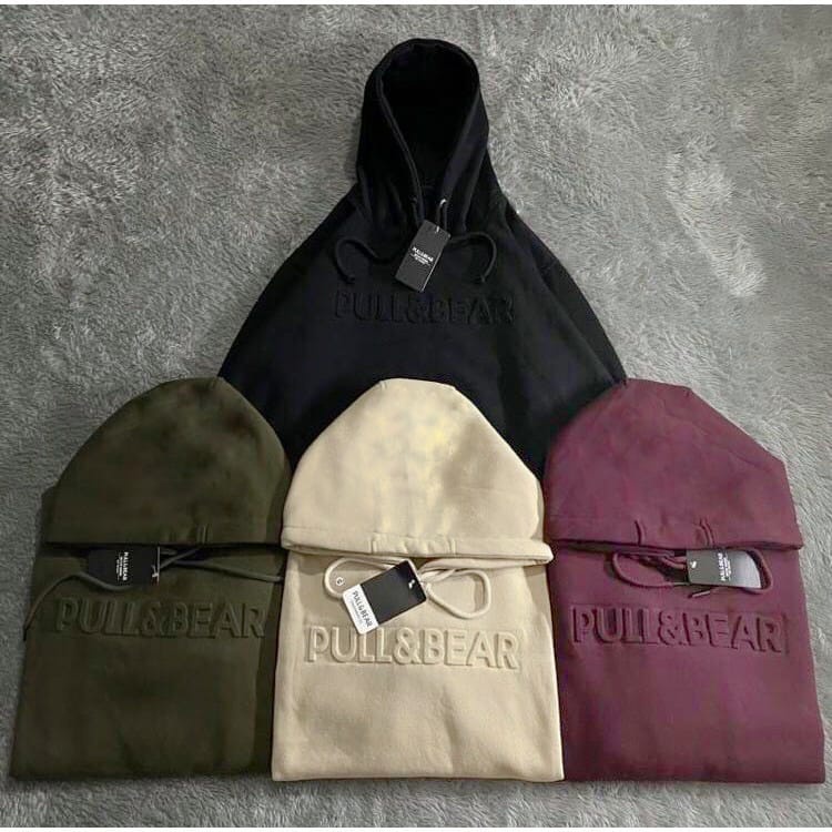 HAPPINESS APPAREL- SWEATER HOODIE PULL AND BEAR JAKET PULLOVER SABLON EMBOSSED PRIA WANITA PREMIUM