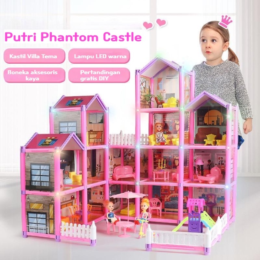 COD 162PCS Mainan Princess Castle House Rumah Rumahan Doll House Barbie Play House Kado Ulang Tahun Cewek Perabot Mainan