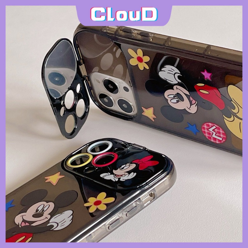 IPHONE Casing Ponsel Mickey Minnie Mouse Lucu Kompatibel Untuk Iphone7 8 Plus X XR XS Max14 11 13 12 Pro Max SE 2020 Flip Make Up Cermin Shockproof Lembut TPU Kartun Disney Phone Cover