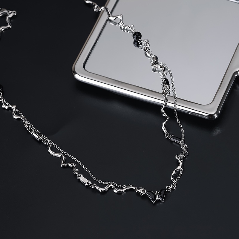 Double -layer Butterfly Clavicle Chain 2023kalung Angin Keren Manis Baru