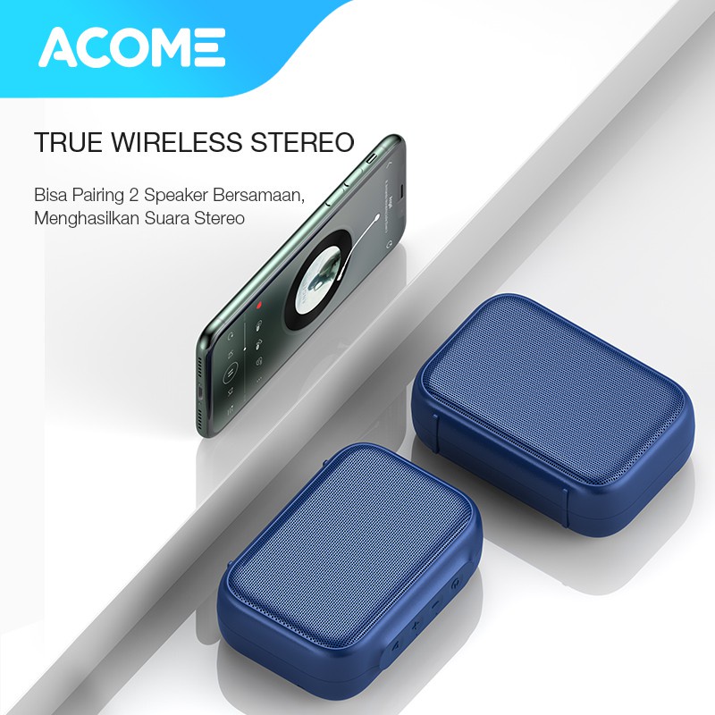 Acome Speaker Bluetooth 5.0 Portable Ultra Bass TWS Garansi Resmi 1 Tahun A1 SENSE