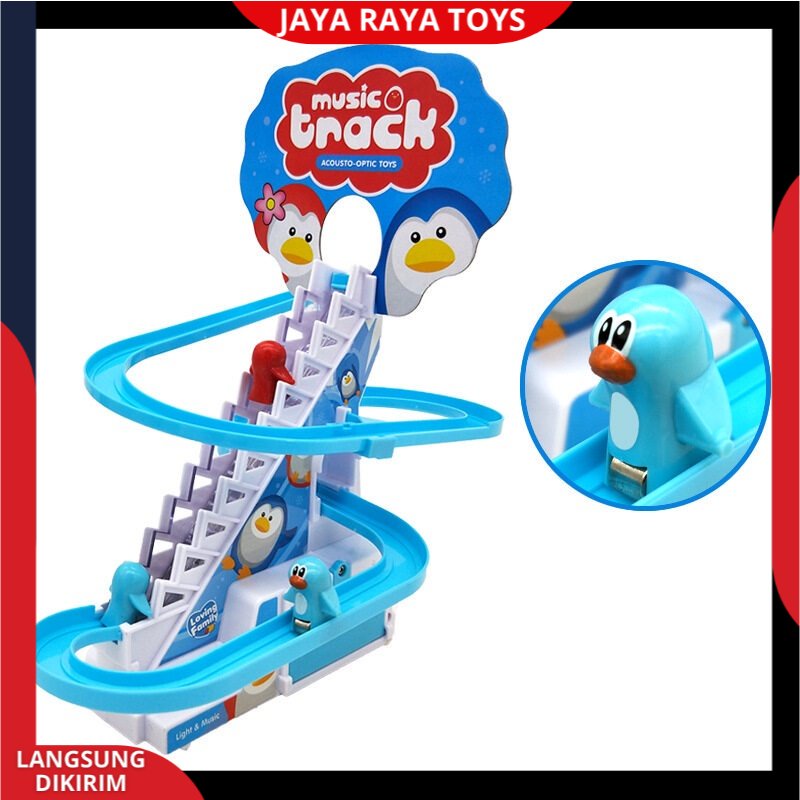 Mainan Anak Jolly Track Tangga Berjalan Bebek / Penguin Memanjat Dengan Musik BerLampu Mainan Bayi