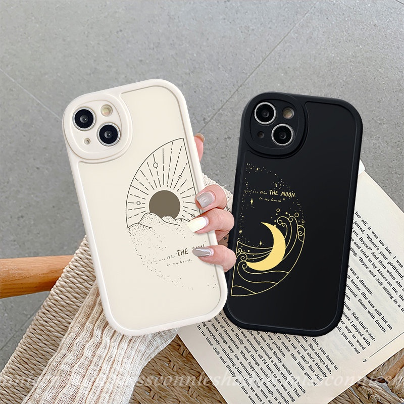 Couple Case Oppo A15 A57A95 A78 A17K A74 A3S A17 A76 A5s A12 A96 A55 A77s A16 A7 A5 A92 A9 A54 A1K A58 A16K A53 A31 A16E Reno5 5F 8 7 7Z Simple The Moon Sun Soft Tpu Sarung