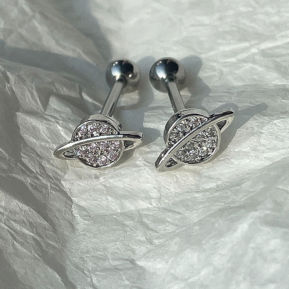 Cincin Lidah Anti Alergi Labret Sexy Baja Titanium Lurus Barbel Tindik Tubuh Planet Berlian Tindik Lidah