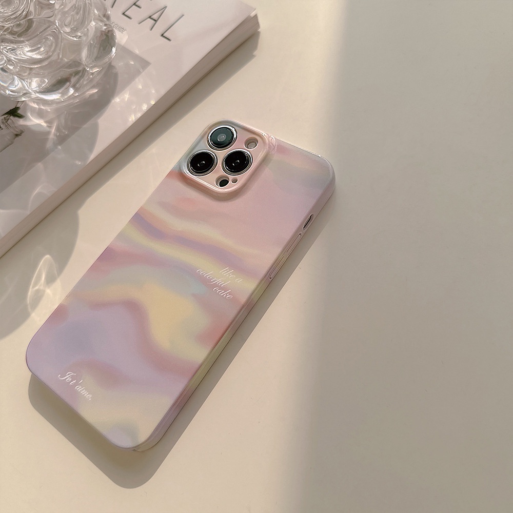 Ins Ungu Glow Sunset Hard Shell Film Fotografi Case Untuk Iphone SE 2020 7 /8 Plus 14x XR XM 11 12 13 PRO MAX Casing Cover Pelindung AT0101