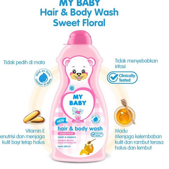 MY BABY HAIR &amp; BODY WASH 200ML SWEET FLORAL