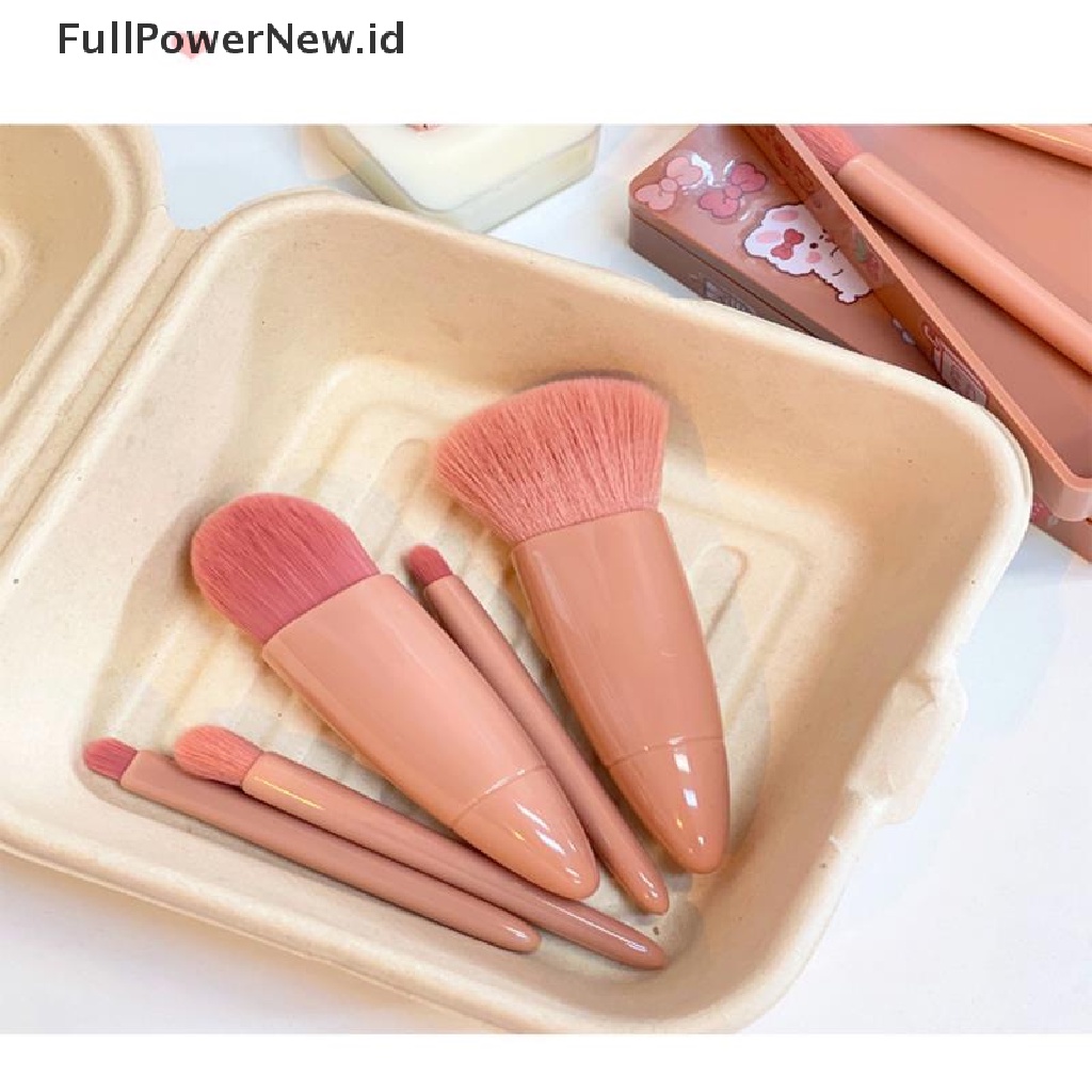 Power 5pcs Travel Makeup Brush Set Portable Kotak Penyimpanan Rambut Lembut Longgar Alat Makeup ID