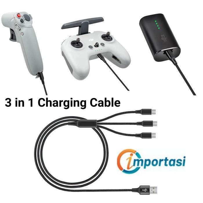 3in1 DJI AVATA Kabel Charging Power Cable USB Type C Battery Remote