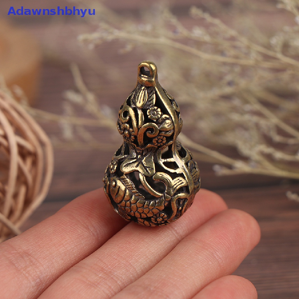 Adhyu Retro Brass Hollow Gourd Chinese Traditional DIY Key Chain Lucky Pendant ID