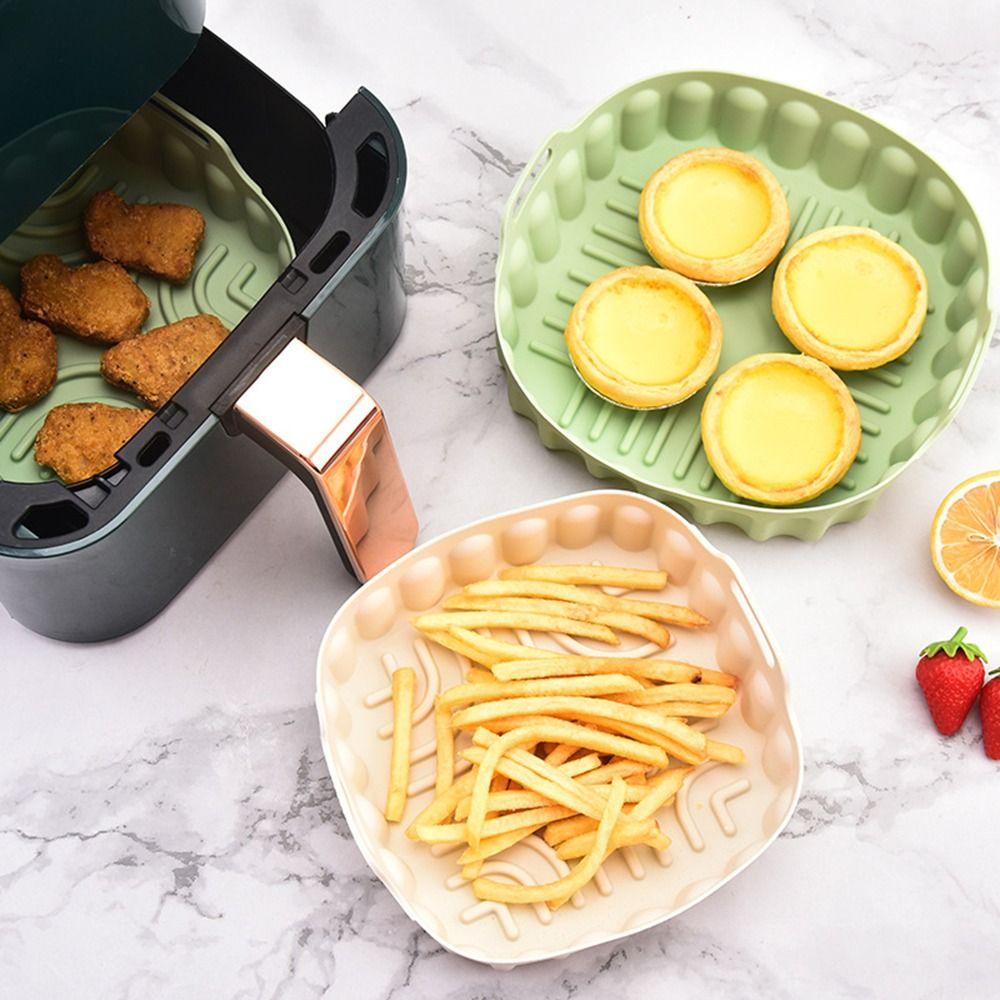 Populer Square Silicone Pot Grill Pot Tray Reusable Pizza Plate AirFryer Aksesoris Baking Basket