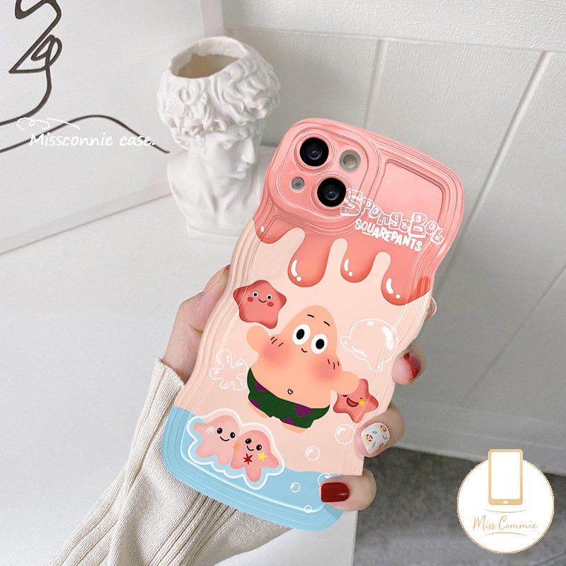 Kartun SpongeBob SquarePants Case Kompatibel Untuk iPhone 7Plus XR 11 14 13 12 Pro Max 6s 14 7 8 6 Plus X XS Max SE 2020 Wavy Edge Cute Patrick Star Soft Tpu Cover