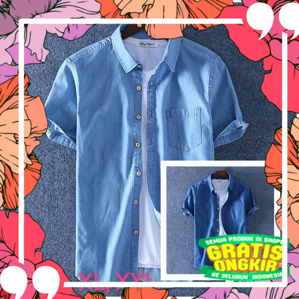 Paling Laris /Kemeja Jeans Lt.Bozz Kemeja Pria Distro Kemeja Cowok Terlaris Kemeja Pria Lengan Pende