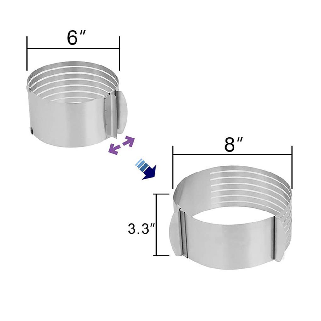 2 Pcs Adjustable Putaran Roti Kue Ditarik Circular Slicer Aksesoris Stainless Steel Mousse Ring Cetakan Bakeware