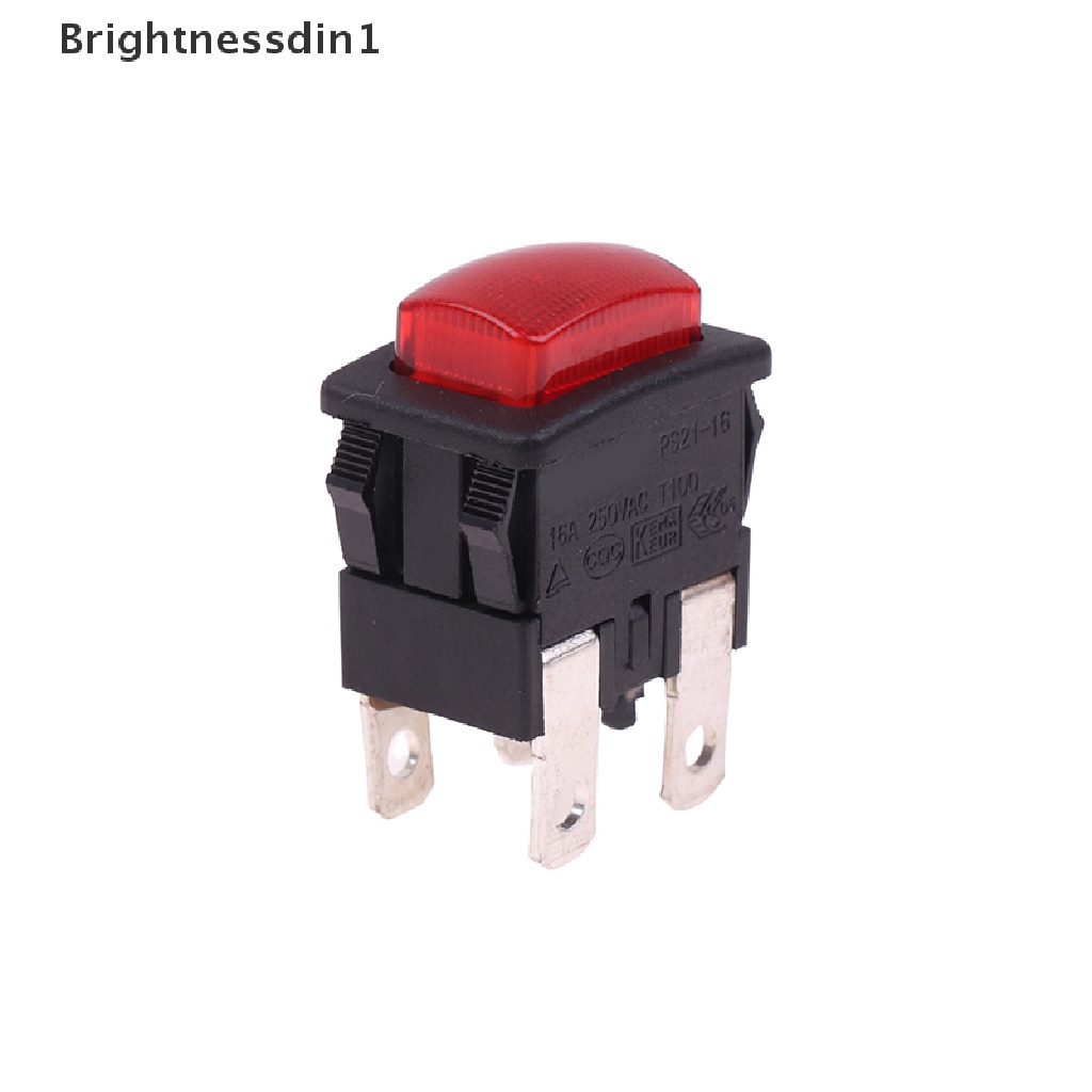 [Brightnessdin1] Red 4Pins 16A Self-Lock On Off Push Button Rocker Switch PS21-16 Dengan Pemanas Cahaya Saklar Sentuh Listrik Untuk Vacuum Cleaner Garment Steamer Boutique