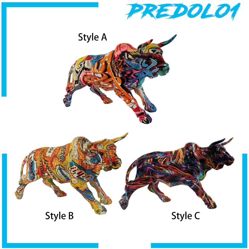 [Predolo1] Patung Patung Hewan Tabletop Artwork Scrawl Cow Figurine Untuk Rak Buku
