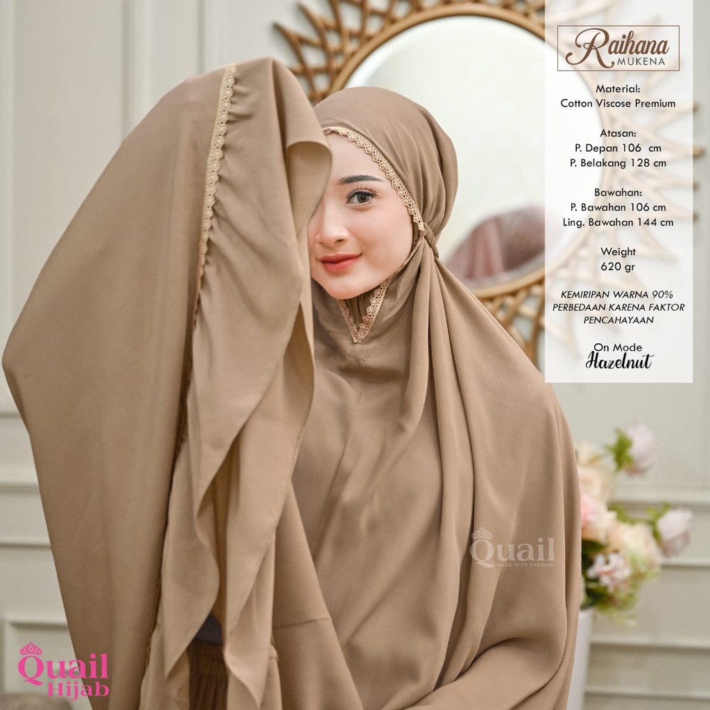 [ Original Quail ] Raihana Mukena Katun Viscose Premium Mukena Premium Quail Mukena Renda Mukena Qua