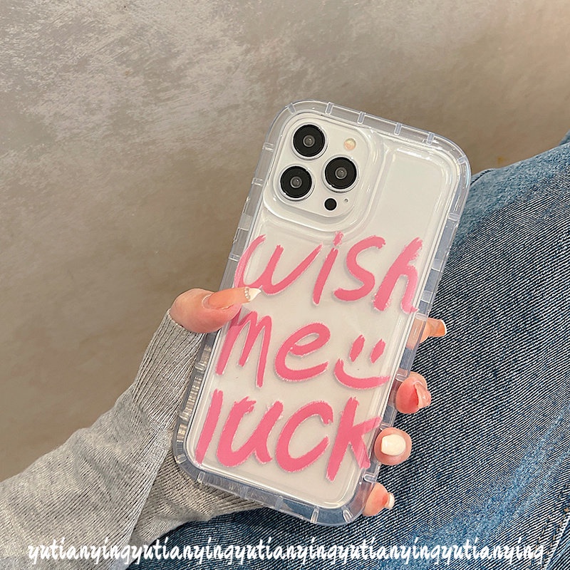 Airbag Shockproof Phone Case Kompatibel Untuk iPhone 7Plus 13 14 12 11 Pro Max XR 6 6s 8plus X XS Max Ins Fashion Graffiti Huruf Bening Lembut TPU Cover