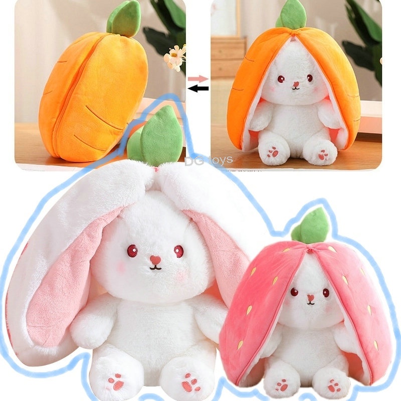 18/25cm Kawaii Wortel Transform Bunny Mainan2023Baru Boneka Lembut Hewan Bantal Kreatif Mainan Lucu Cosplay Kelinci Boneka Mewah