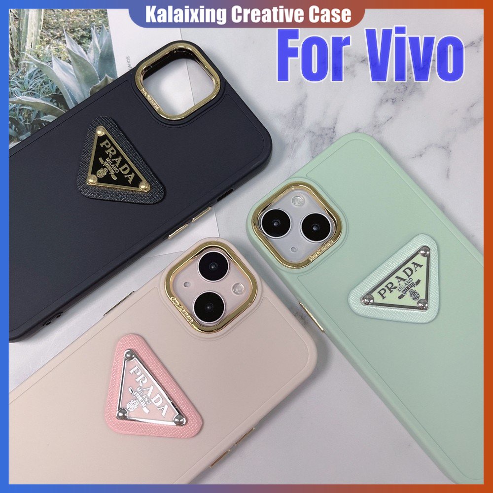 Casing Ponsel Pelindung Warna Solid Untuk Vivo Y12 Y15S Y16 Y20 Y21 Y22 Y35 Y91C Y93 Y95 T1 V20 3D Prada Soft Case