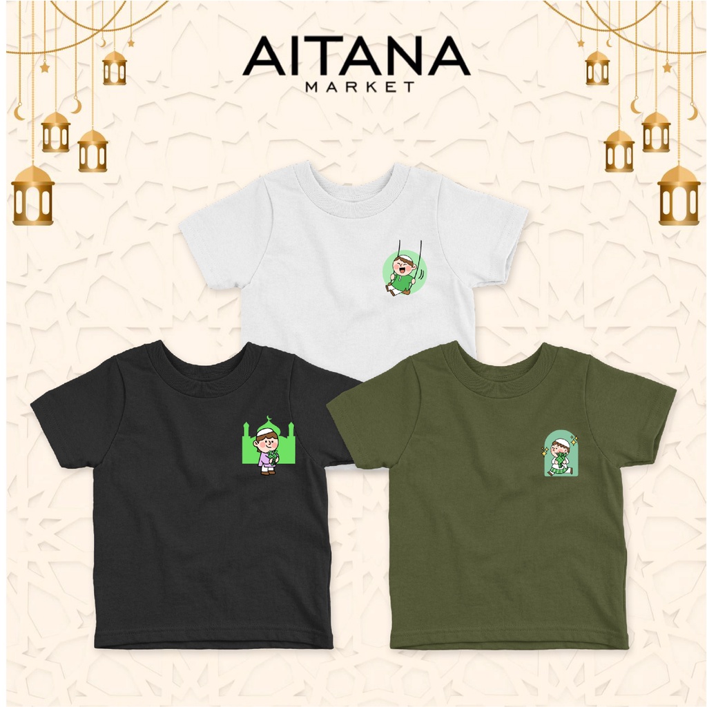 Baju Kaos Pendek Muslim Ramadhan Series Ketupat Lebaran Boy Size Bayi Anak Dewasa Bahan katun Combed 30s Premium