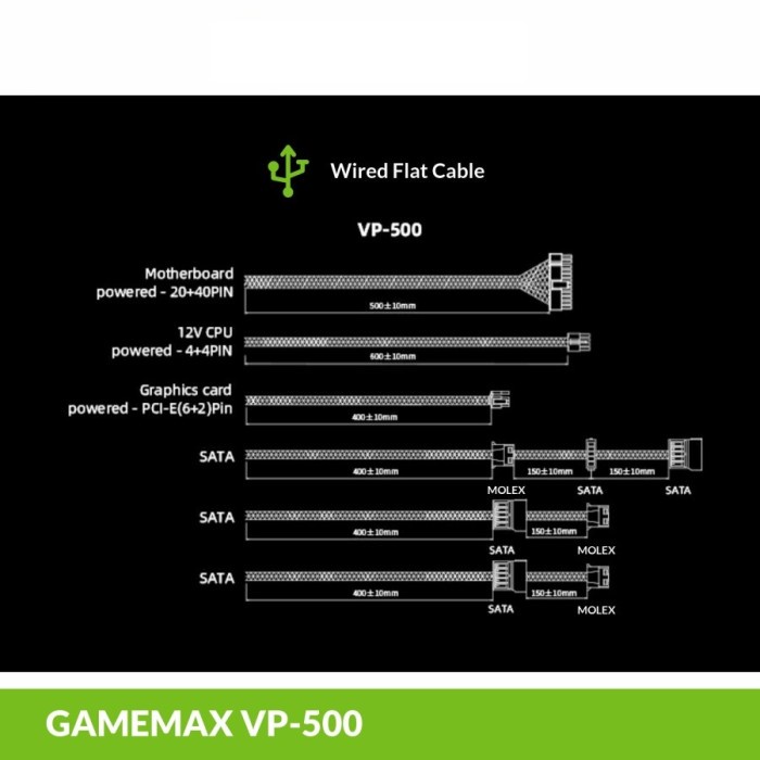 PSU GameMax VP-500 / VP500 Non RGB 500W 80+