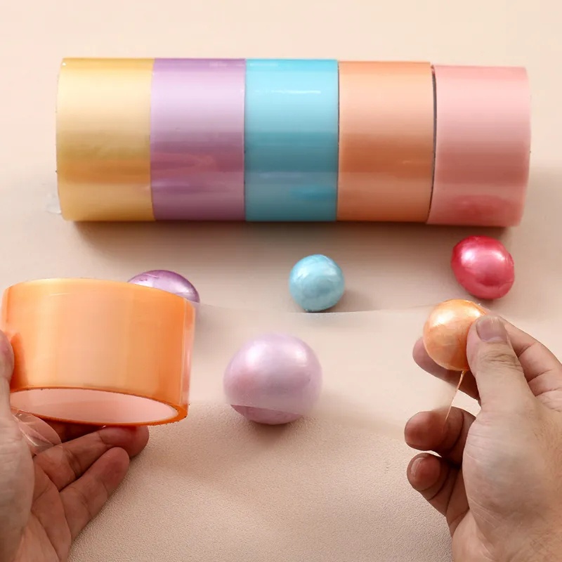 Macaron Colorful Sticky Ball Tape General Craft Masa Kini Alat Tulis Tape Dekoratif DIY Mainan Pereda Stres Sticky Tape