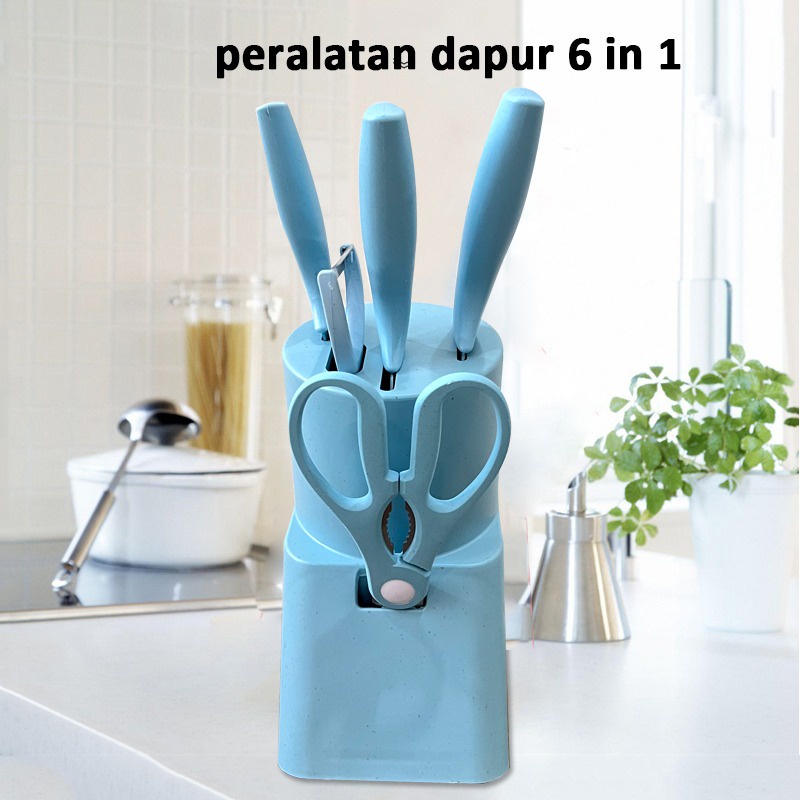 (UMU SUPPLIER) Kitchen Knife Set / Pisau Tatakan Pengupas Gunting Dapur Set 5 in 1