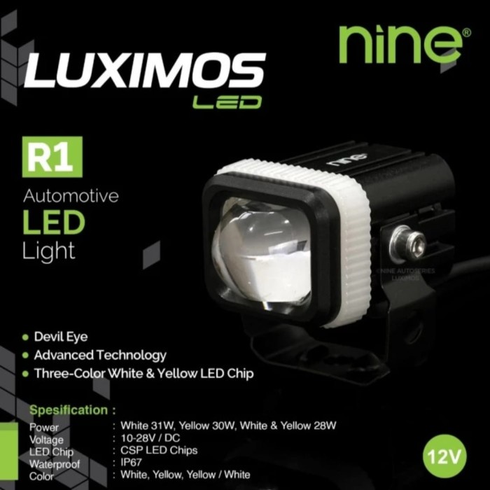 LAMPU LED SOROT LUMINOS R1 2 WARNA HI LOW 30 WATT SUPER TERANG ORI