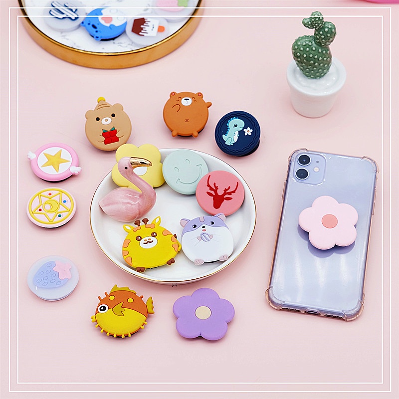 Kreatif Kartun Airbag Bracket Ditarik PVC Plastik Lembut 3D Dudukan Ponsel