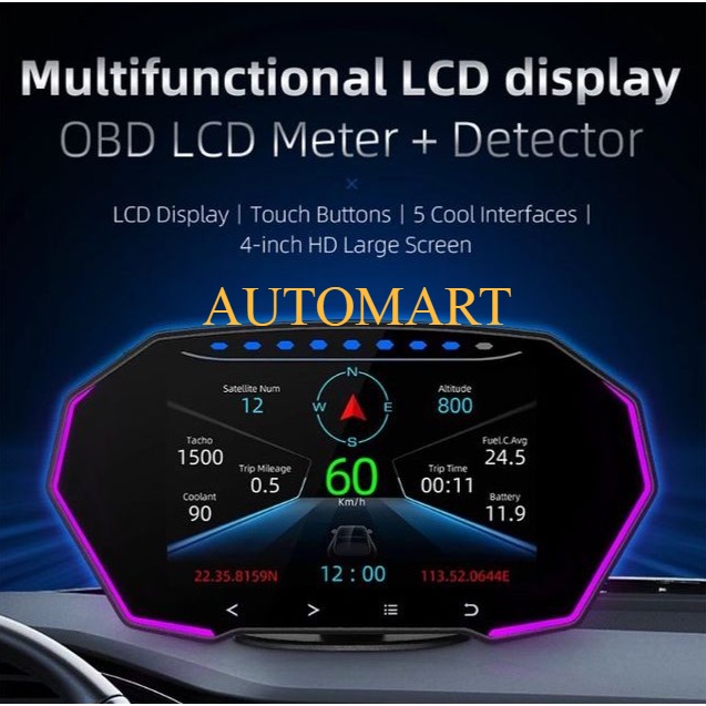 Head Up Display HUD Gauge Speedometer Digital OBD2