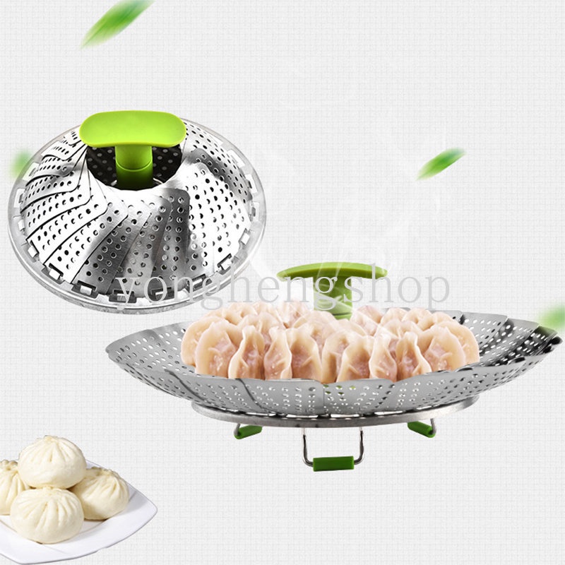 Kreatif Stainless Steel Steamer Lotus Berbentuk Teleskopik Steamer Pangsit Mengukus Rak Tray Sayur Buah Keranjang Dapur Peralatan Masak Multifungsi