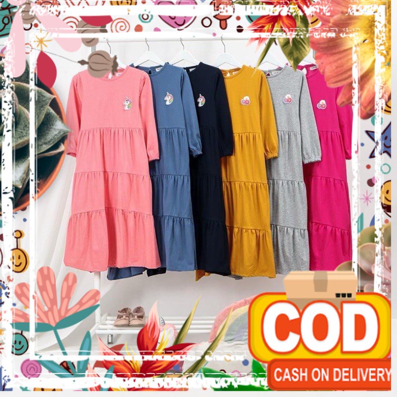 GAMIS HULAPOP || GAMIS KAOS ANAK APLIKASI BORDIR 246810y / jotol hijau botol