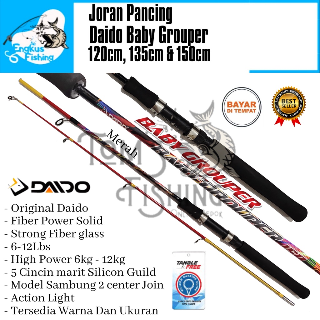 Joran Pancing Daido Baby Grouper 120cm - 150cm (6-12lbs) Fiber Solid Murah - Engkus Fishing