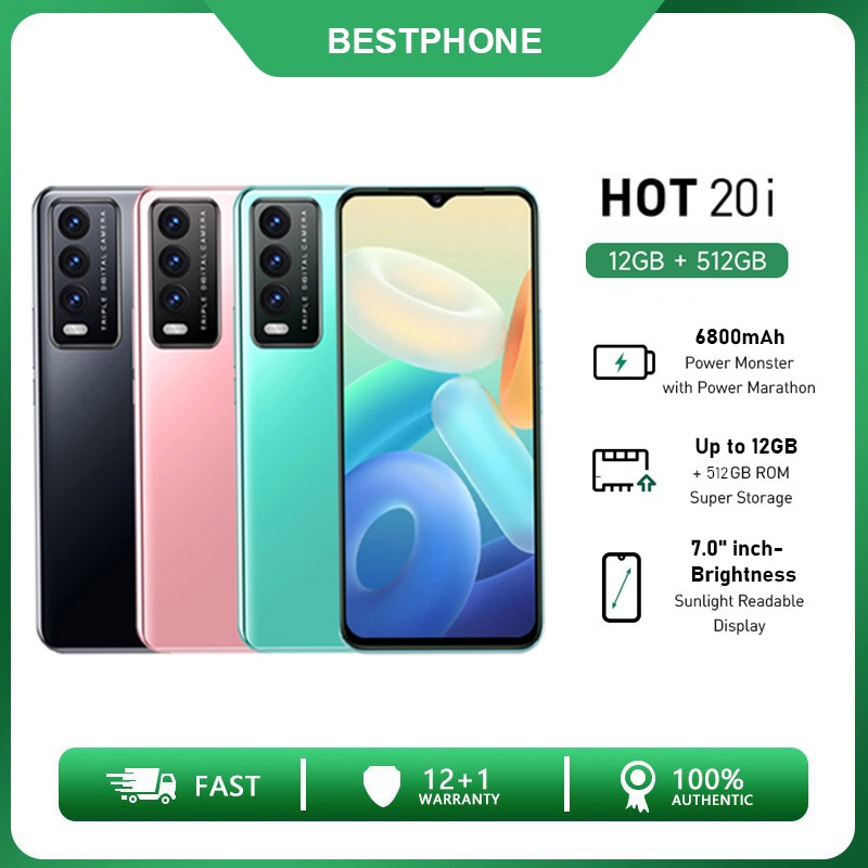 【COD】HP Infinix Hot 20i Handphone baru original hp murah promo cuci gudang hp Android gaming Phone Ponsel nfc 12/512GB – Helio G25 - 7.0” HD+ IPS – 6800 mAh