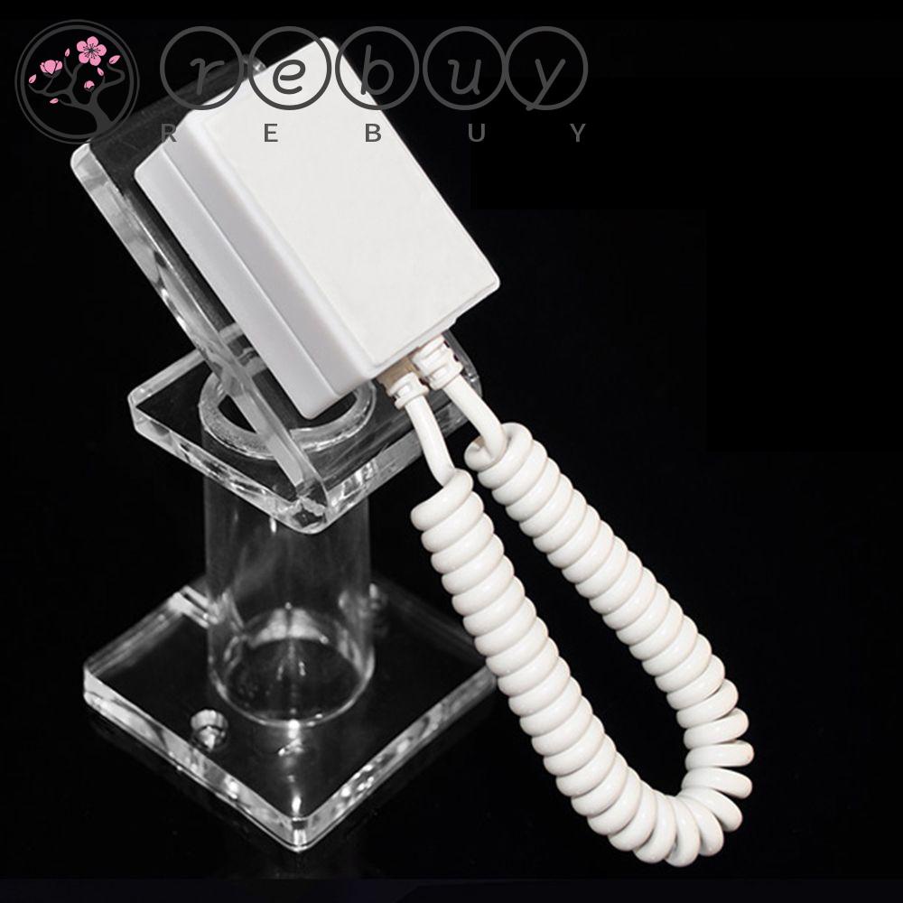 REBUY Spring Chain Display Holder Square-shaped Mobile Phone Stand Demonstration Bracket Transparent Anti-theft Combination with Wire Cable Cord Durable Security Phone Base/Multicolor