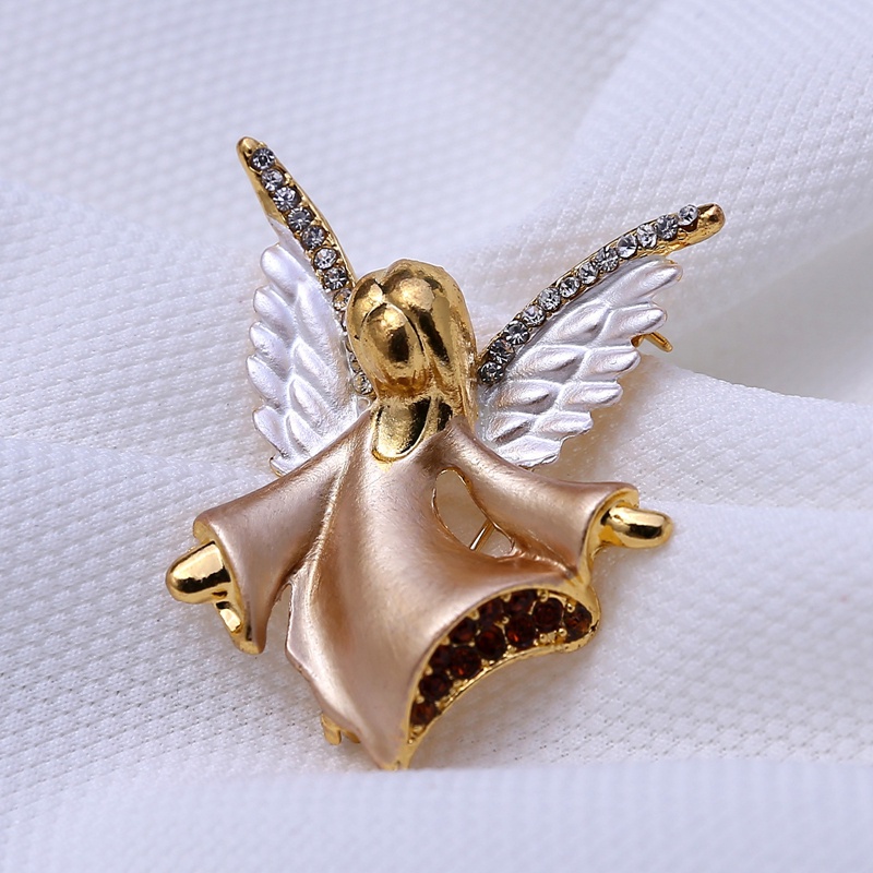 Cute Angel Alloy Bros Untuk Wanita Gadis Enamel Retro Berlian Imitasi Pernikahan Lapel Pin Brooch Perhiasan Hadiah