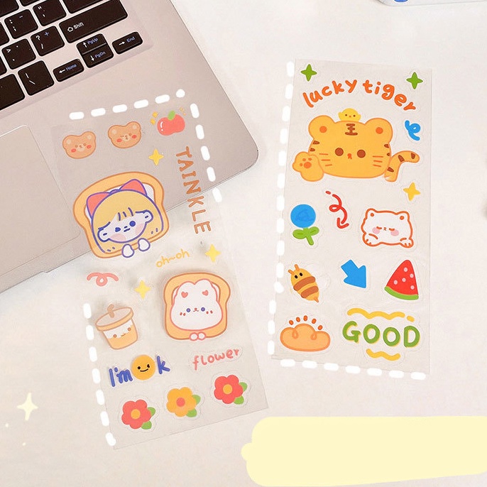 [Harga Grosir] Ins Style Cute Tea Bear Pattern Handbook Stickers Strawberry Stiker Buku Pegangan Dekorasi Kreatif Cangkir Air Stiker PVC