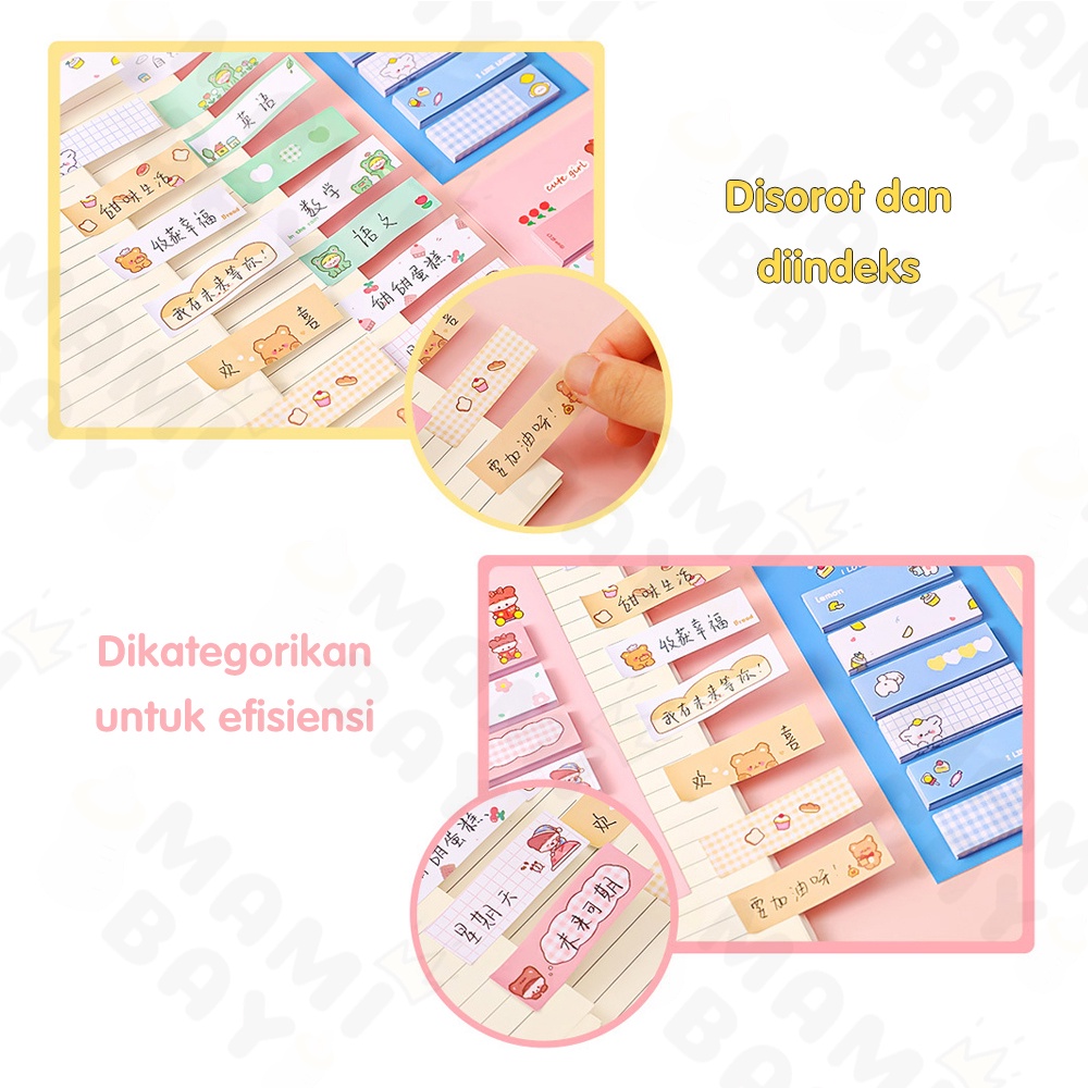 Mamibayi Pembatas Buku Lucu 120Lembar Sticky Notes/Penanda Buku