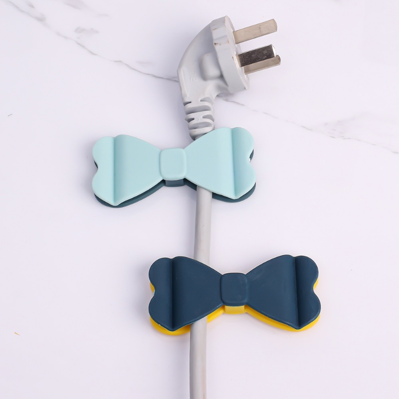 Klip Tali Kabel Plastik Bentuk Kupu-Kupu/Organizer Kawat Data Reusable Line Cord Winder Headphone Holder