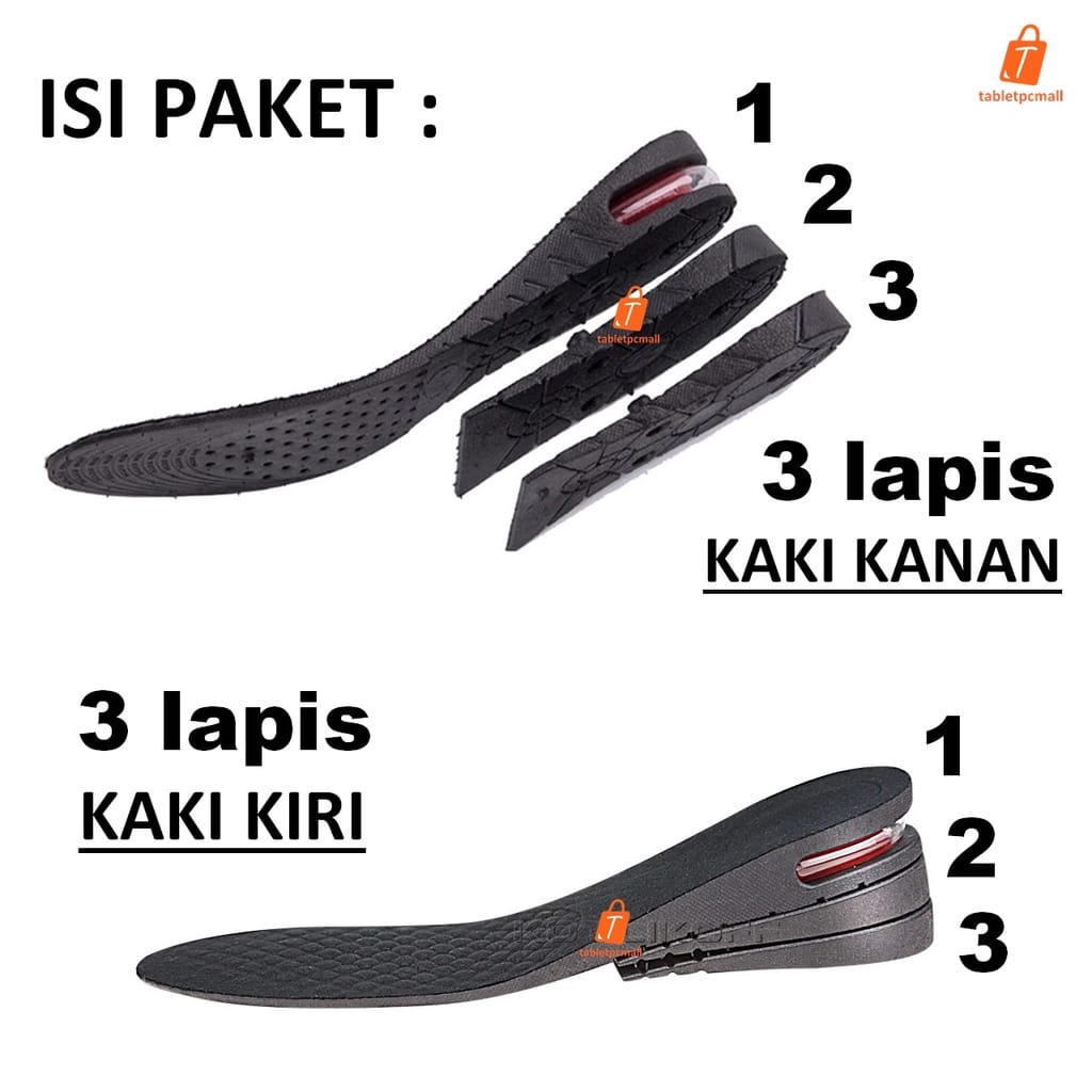 (COD) Sol Sepatu - Insole Sepatu - Alas Sepatu - Peninggi Penambah Tinggi Badan - Air Cushion Insole Adjustable Height