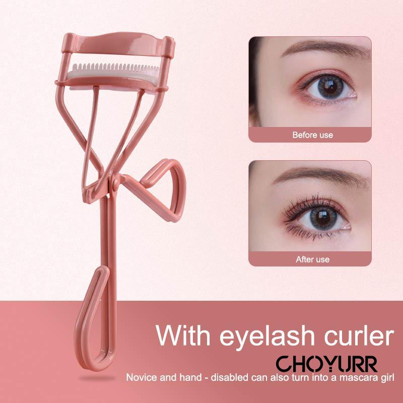 【COD】Penjepit Bulu Mata Warna Pink Natural Dengan Sisir Portable Tahan Lama Portabel-CH