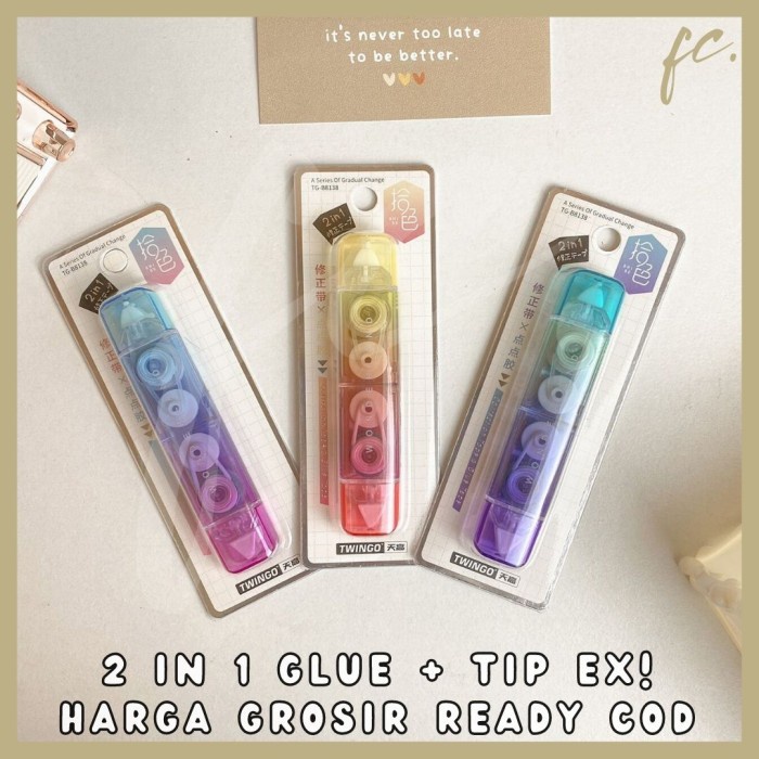 

DISKON SHOPEE/ 2 in 1 Glue + Correction Tape / Tip Ex Twingo TG-B8138 Fantasy Ombre - Orange