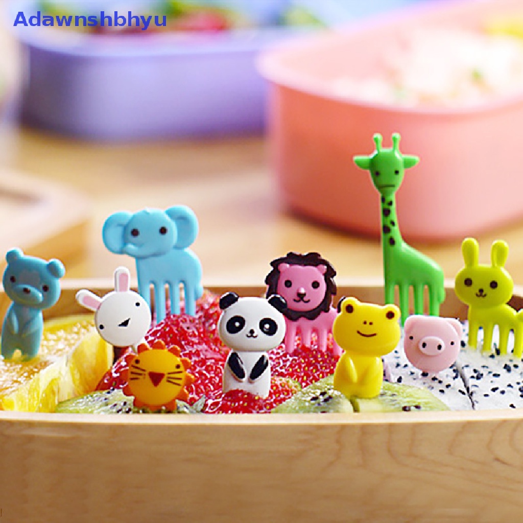 Adhyu Set 10pcs Cute Animals Food Picks Mini Kartun Tusuk Gigi Garpu Buah Picks ID